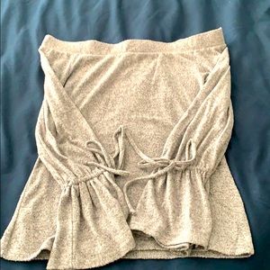 Off the shoulder gray sweater